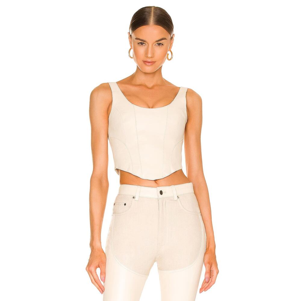 Understated Leather Mustang Bustier Top Western Cowboy Lamb Leather Cropped XS